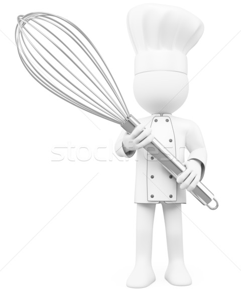 Stock photo: 3D Cook posing with a mixer