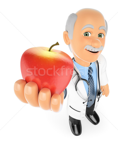 3D Doctor with a red apple. Healthy food concept Stock photo © texelart
