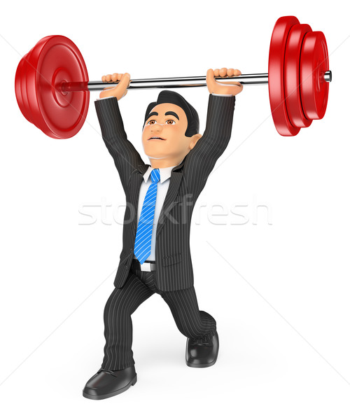 Stock photo: 3D Businessman lifting weights