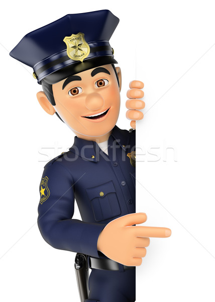 3D Policeman pointing aside. Blank space Stock photo © texelart