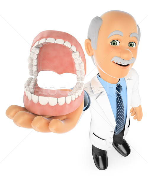 3D Dentist showing a denture Stock photo © texelart