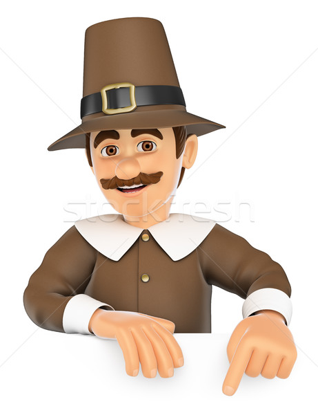 3D Thanksgiving man pointing down. Blank space Stock photo © texelart