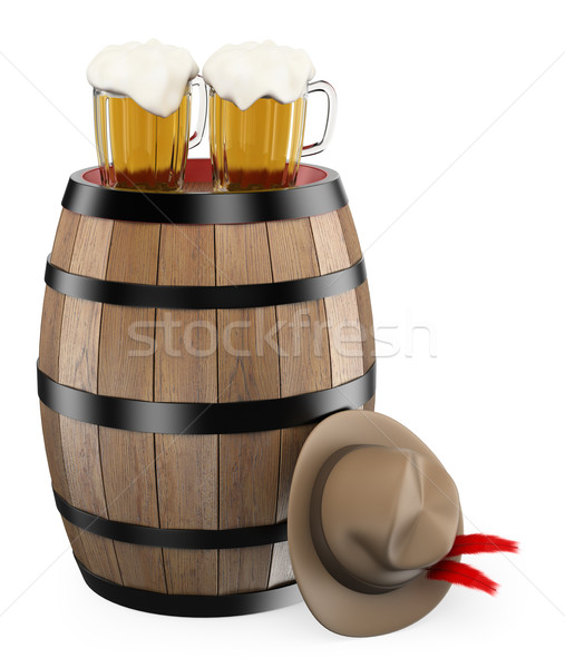 3D oktoberfest. Barrel. Mug of beer. Traditional hat Stock photo © texelart