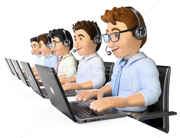 3D Men working in a call center Stock photo © texelart