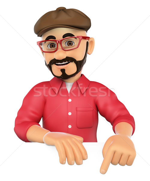 3D Alternative man pointing down. Blank space Stock photo © texelart