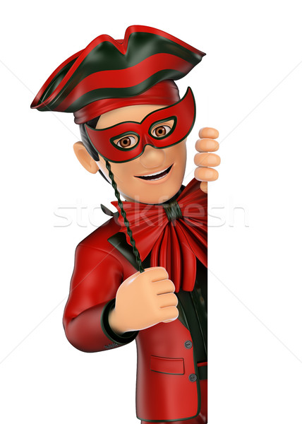 3D Man with a carnival costume pointing aside. Blank space Stock photo © texelart