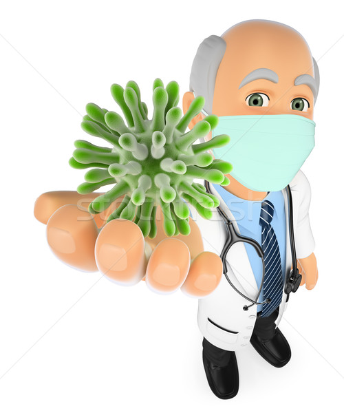 3D Doctor with mask showing a virus or bacterium Stock photo © texelart