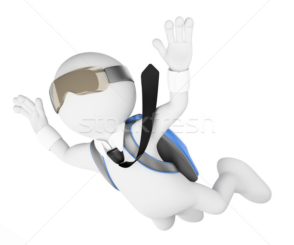 Stock photo: 3D white people. Financial risk concept. Leap into the void
