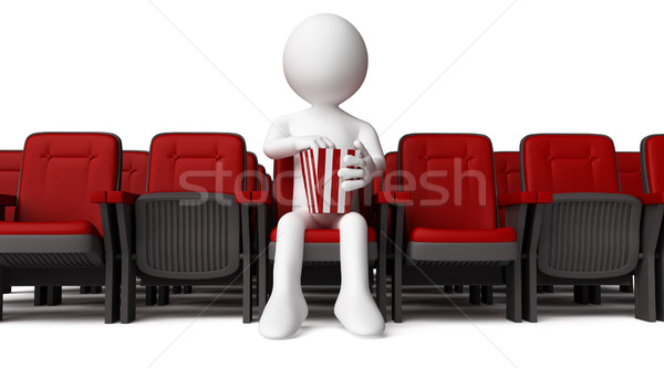 Stockfoto: Vergadering · fauteuil · eten · popcorn · gerenderd