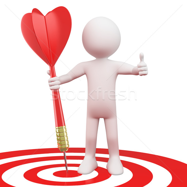 Man with a red dart on target bull's eye Stock photo © texelart