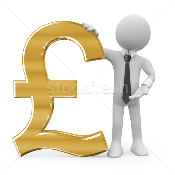 Business man leaning on the pound sign Stock photo © texelart