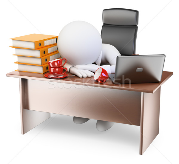3D pessoas brancas de volta trabalhar férias sonolento Foto stock © texelart