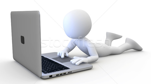 Mann Laptop gerendert groß Auflösung weiß Stock foto © texelart