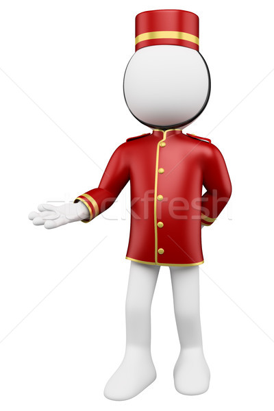 3D white people. Bellboy welcoming Stock photo © texelart