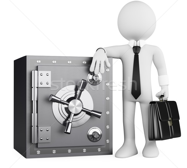 3D afaceri oameni albi bancher sigur alb Imagine de stoc © texelart