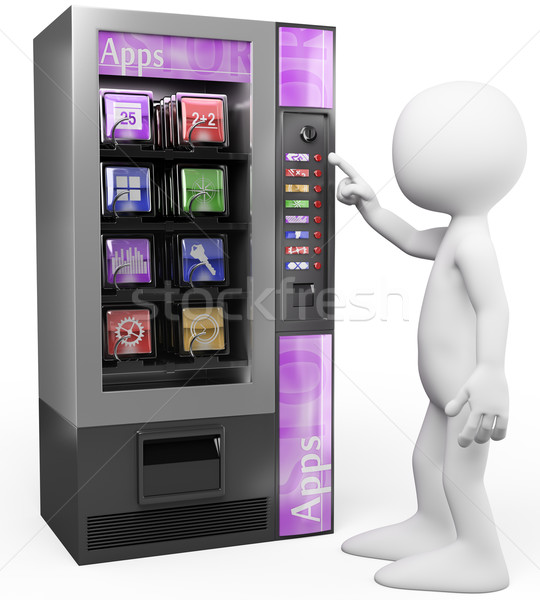 3D white people. Apps vending machine Stock photo © texelart