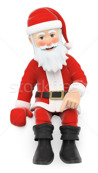 3D Santa Claus Santa sitting pointing down with the finger Stock photo © texelart