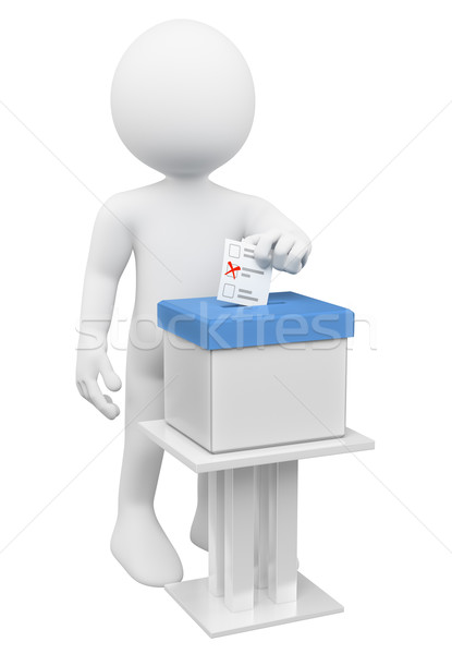 3D white people. Man putting his ballot paper in a ballot box Stock photo © texelart