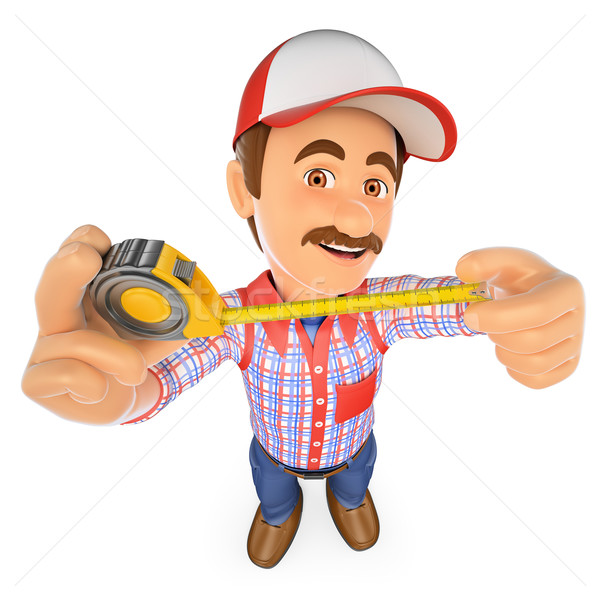 3D Handyman with with a tape measure Stock photo © texelart