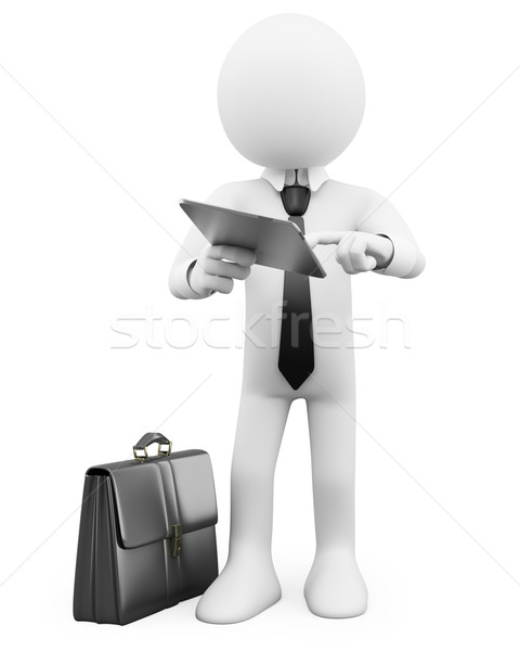 3D Businessman - Working with a tablet Stock photo © texelart