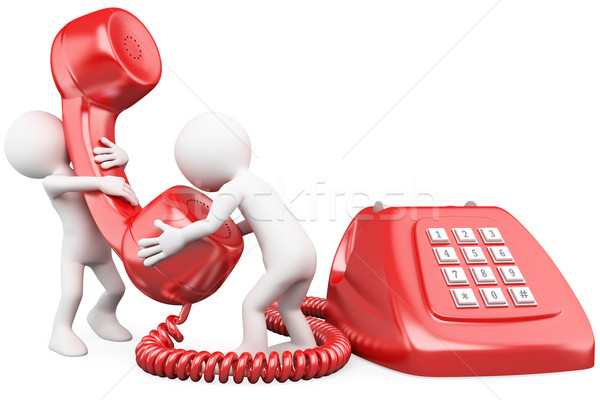 3D pequeño gente hablando teléfono prestados alto Foto stock © texelart