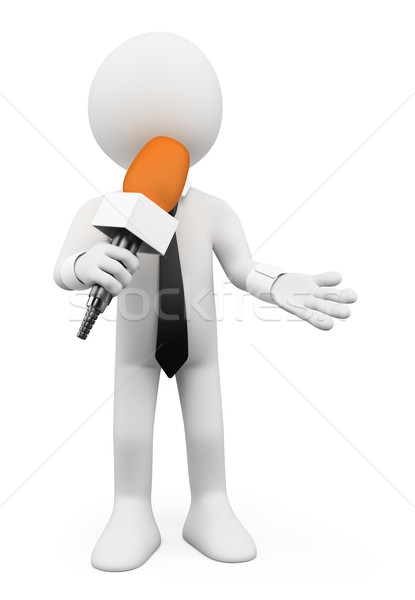 3D pessoas brancas repórter notícia viver microfone Foto stock © texelart