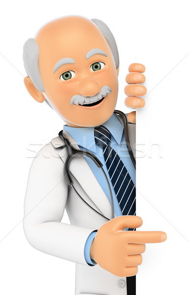 3D Doctor pointing aside. Blank space Stock photo © texelart