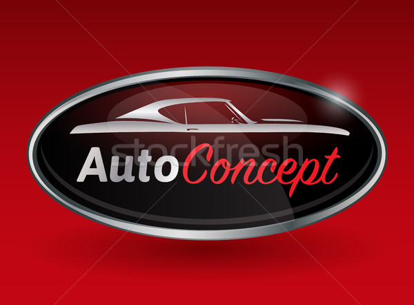 Concept logo design with chrome badge of muscle car silhouette Stock photo © TheModernCanvas