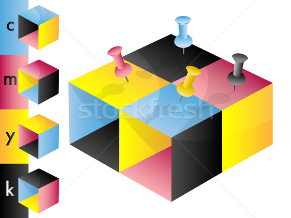CMYK cubes with pins Stock photo © TheModernCanvas