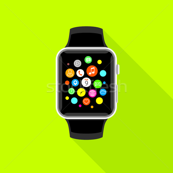 Trendy smartwatch with app icons, flat yellow design. Stock photo © TheModernCanvas