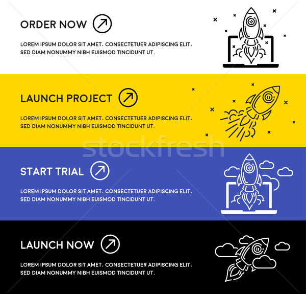 Website banners with rocket launch icon for online business Stock photo © TheModernCanvas