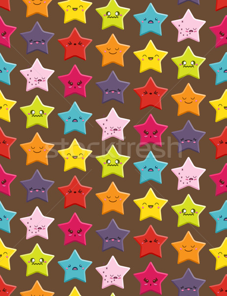 Kawaii Sternen cute Karikatur Muster Stock foto © Theohrm