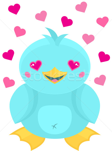 Drăguţ desen animat kawaii stil pasăre dragoste Imagine de stoc © Theohrm