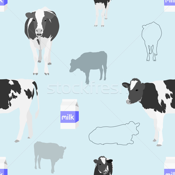 Naadloos koe tegel zwart wit koeien karton Stockfoto © Theohrm