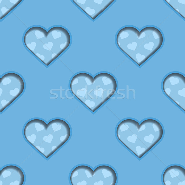 Blue 3d Hearts Seamless Background Stock photo © Theohrm