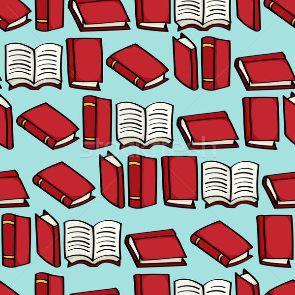 Cartoon libros sin costura azulejo rojo libro Foto stock © Theohrm