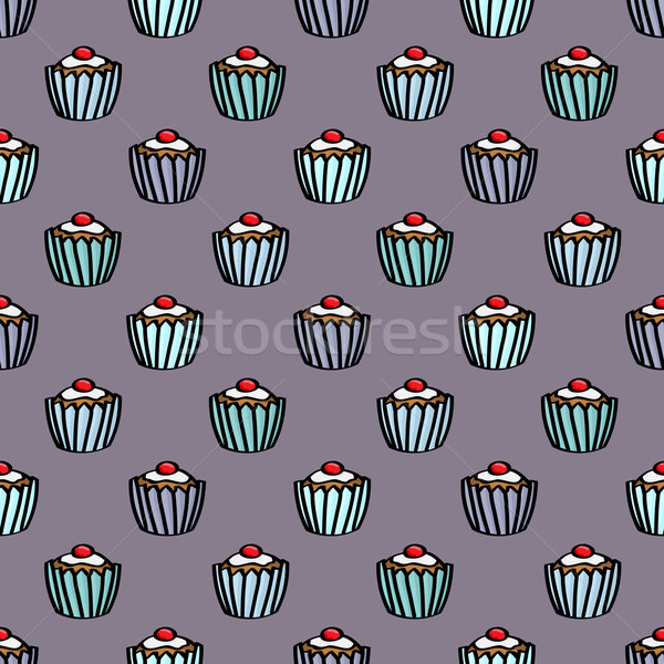 Seamless Cupcake Background Stock photo © Theohrm