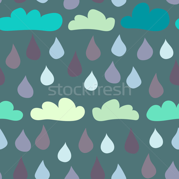 Seamless Clouds and Raindrops Background Stock photo © Theohrm