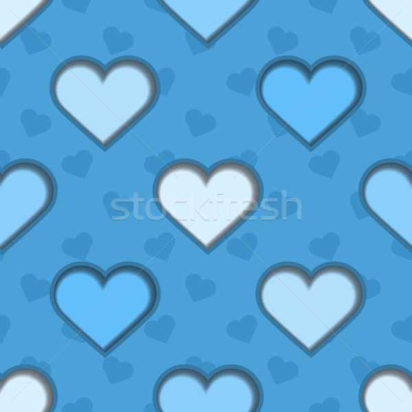 Blue 3d Hearts Seamless Background Stock photo © Theohrm