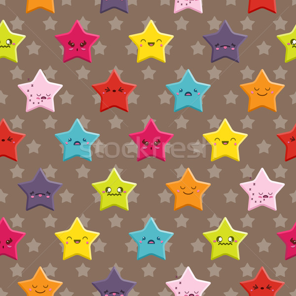 Kawaii sterren naadloos cute cartoon patroon Stockfoto © Theohrm