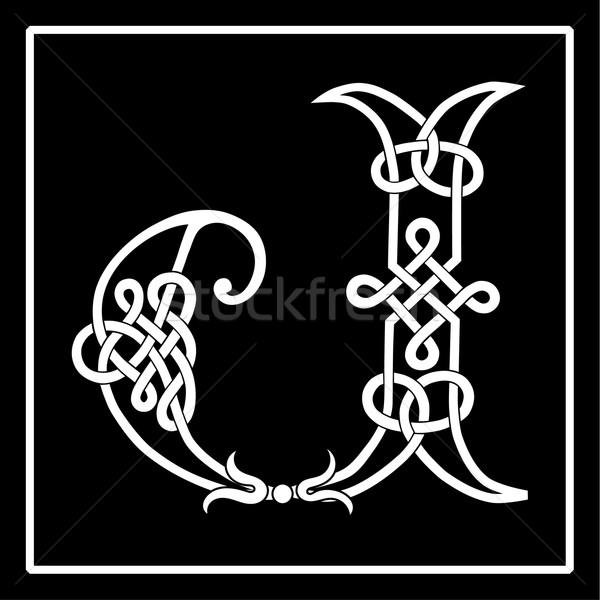 Imagine de stoc: Celtic · vector · litere · caz · decorare
