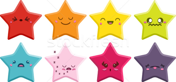 Kawaii stelle set super cute diverso Foto d'archivio © Theohrm
