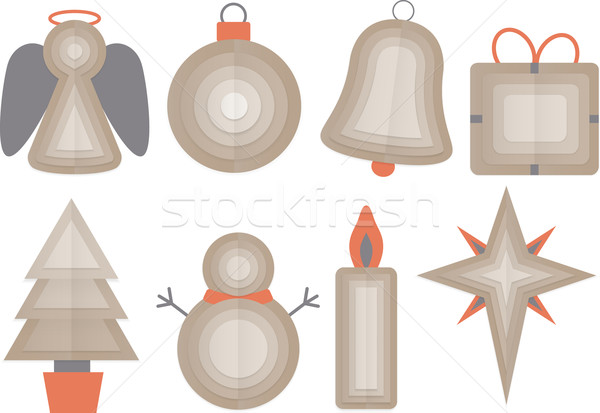 [[stock_photo]]: Noël · objets · 3D · pliées · papier