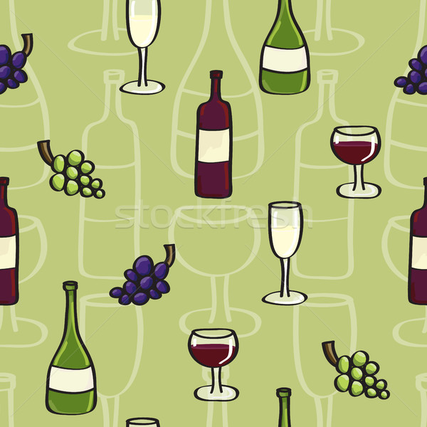 Wine Seamless background tile in Cartoon Style Stock photo © Theohrm