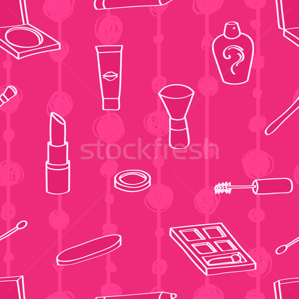 Cartoon cosméticos sin costura azulejo estilo rosa Foto stock © Theohrm