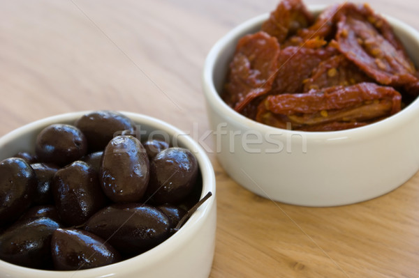 Olijven zon gedroogd tomaten zwarte witte Stockfoto © Theohrm