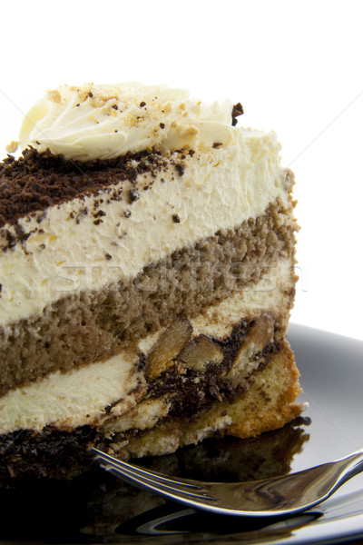 Torta sütik villa fekete tányér csokoládé Stock fotó © TheProphet
