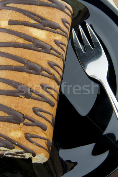 Rouler plaque noir fourche chocolat gâteau [[stock_photo]] © TheProphet