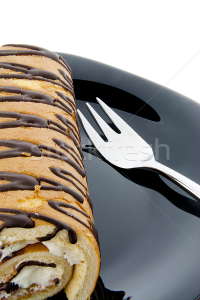 Rouler noir plaque fourche chocolat gâteau [[stock_photo]] © TheProphet