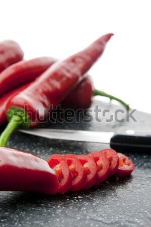 Haché paprika tranches couteau alimentaire [[stock_photo]] © TheProphet